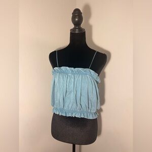 Zara Sky Blue Ruffled Camisole